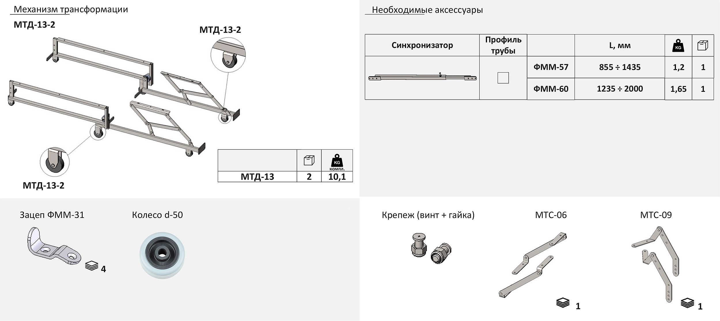 Мех. транс. МТД-13-2 + МТС 06 (255) + МТС 09 + фурнитура