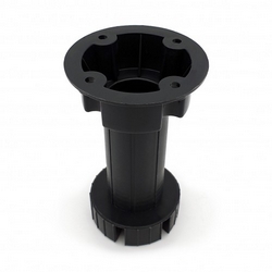 Опора кухонная 100 мм неразборная под саморезы  регулируемая 95-130 мм пластик черная (150) 125-319