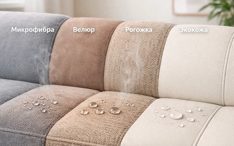 Обивка дивана крупным планом — сравнение тканей по впитыванию запахов