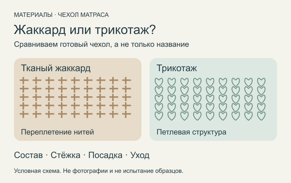 Сравнение двух типов полотна для чехла матраса