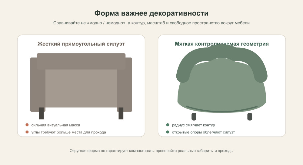 Сравнение жесткой и мягкой геометрии дивана